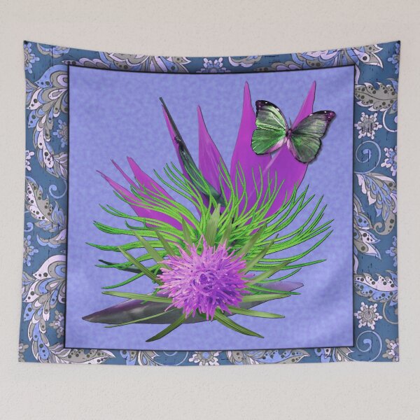 Aperçu de l'œuvre Cadre de peinture à l'huile fleur pourpre et papillon créée et vendue par southerndoll67.