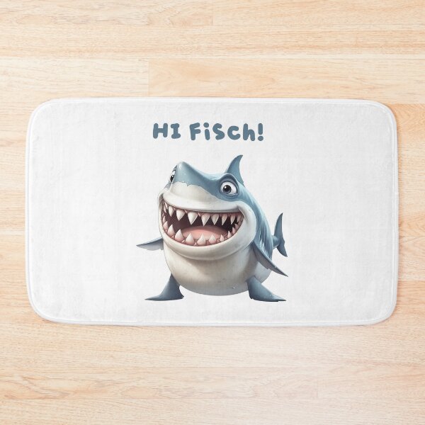 Item preview, Funny cute shark Laughs with text HI FISH designed and sold by Carinaprint.