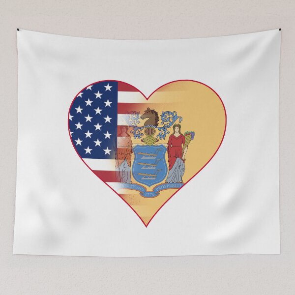 Item preview, State of New Jersey Flag and American Flag Fusion Design designed and sold by Gsallicat.