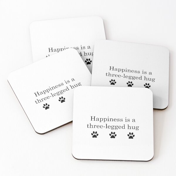 Item preview, Happiness is a three-legged hug designed and sold by leilathetripawd.