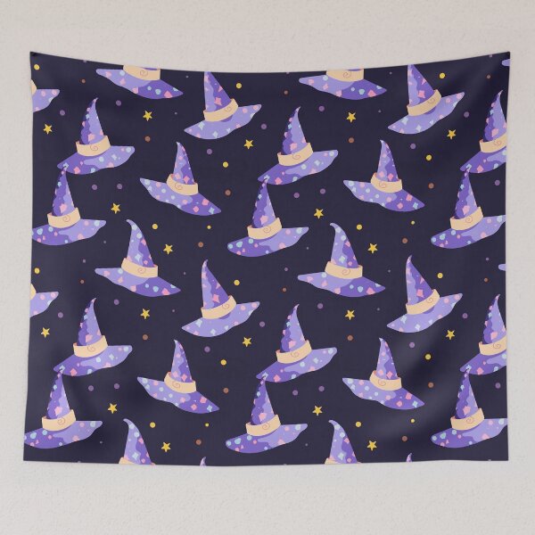 Item preview, Witch Hat Blue Purple Seamless Pattern designed and sold by AerinDigital.