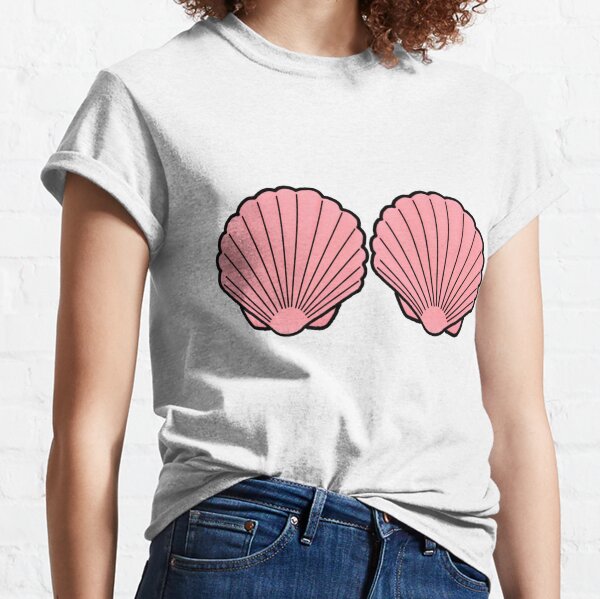 Mermaid Bra. Mermaid Top - T-shirt Design. Scallop Sea Shell. Clam. Conch  Stock Illustration - Illustration of connected, flat: 115597642