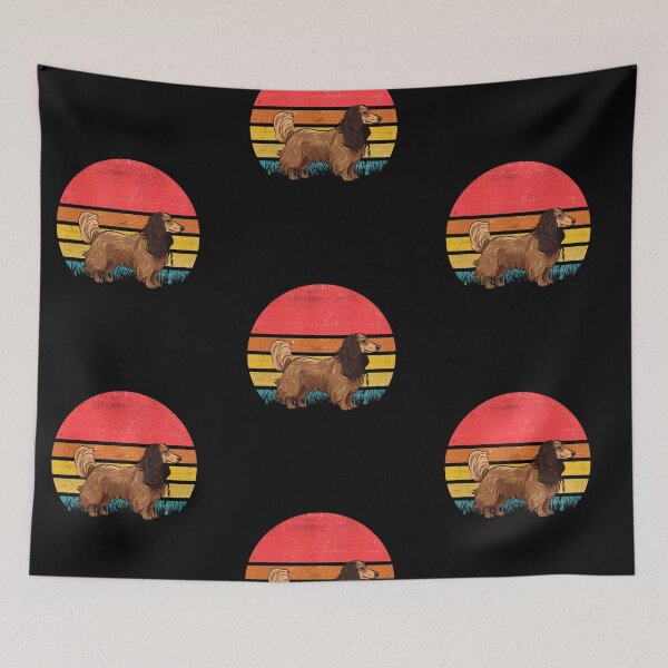 Item preview, Long Haired Dachshund Vintage Retro Sunset designed and sold by rafaeltto.
