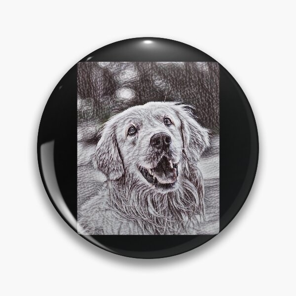 Item preview, Hey, Good Morning! Golden Retriever in Pen Scribble designed and sold by AmiAkins.