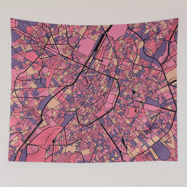 Item preview, Brussels Map Pattern in Purple & Pink designed and sold by PatternMaps.