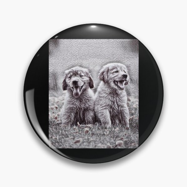 Item preview, Two Golden Retriever Puppies in Pen Scribble designed and sold by AmiAkins.