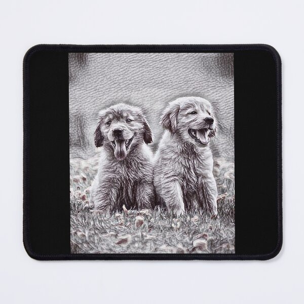 Item preview, Two Golden Retriever Puppies in Pen Scribble designed and sold by AmiAkins.