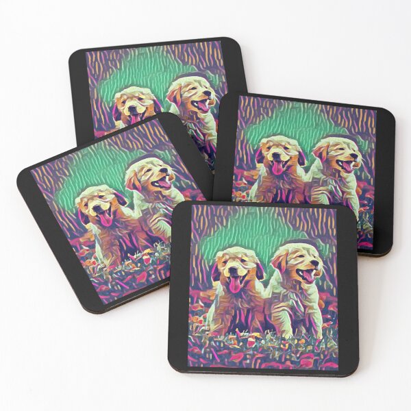 Item preview, Two Golden Retriever Puppies in Purple Mola designed and sold by AmiAkins.