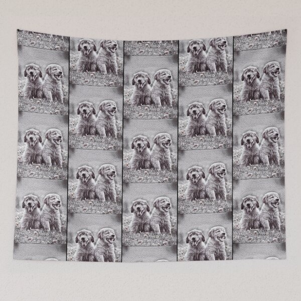 Item preview, Two Golden Retriever Puppies in Pen Scribble designed and sold by AmiAkins.