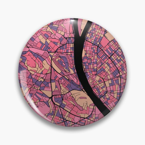 Artikelvorschau, Budapester Kartenmuster in Lila und Rosa entworfen und verkauft von PatternMaps.