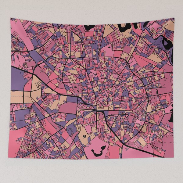 Item preview, Bucharest Map Pattern in Purple & Pink designed and sold by PatternMaps.
