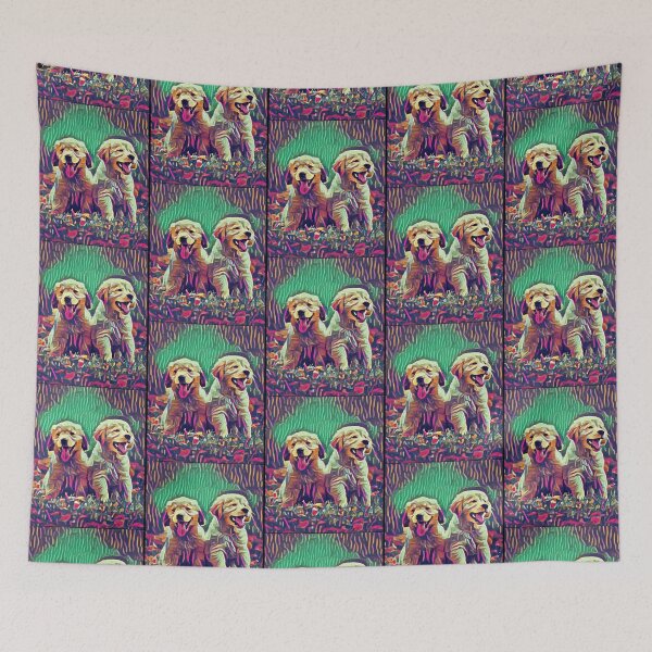 Item preview, Two Golden Retriever Puppies in Purple Mola designed and sold by AmiAkins.