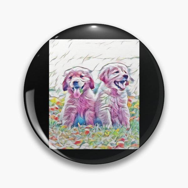 Item preview, Two Golden Retriever Puppies in Soft Floating Colors designed and sold by AmiAkins.