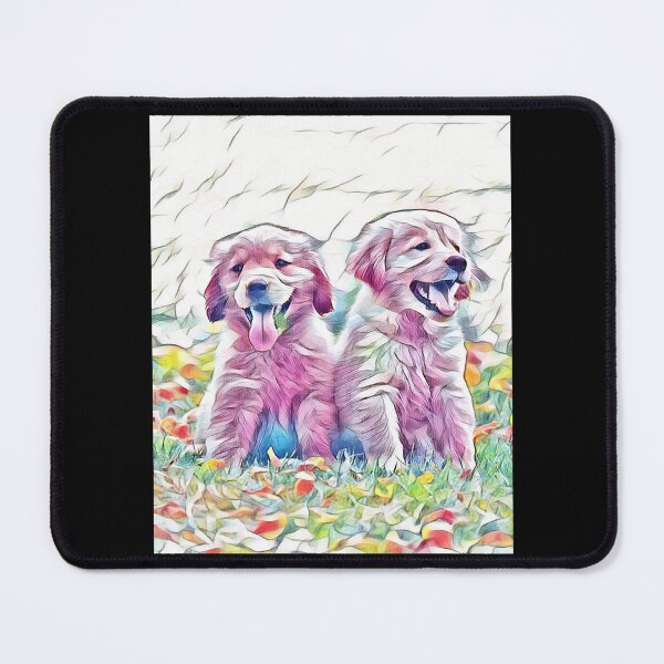 Item preview, Two Golden Retriever Puppies in Soft Floating Colors designed and sold by AmiAkins.
