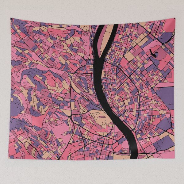 Item preview, Budapest Map Pattern in Purple & Pink designed and sold by PatternMaps.