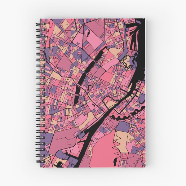 Aperçu de l'œuvre Modèle de carte de Copenhague en violet et rose créée et vendue par PatternMaps.