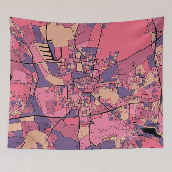 Item preview, Dortmund Map Pattern in Purple & Pink designed and sold by PatternMaps.