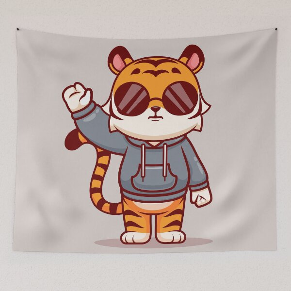 Item preview, Cool Cat in a Hoodie: Stylish Tiger Cartoon designed and sold by hjian8219.