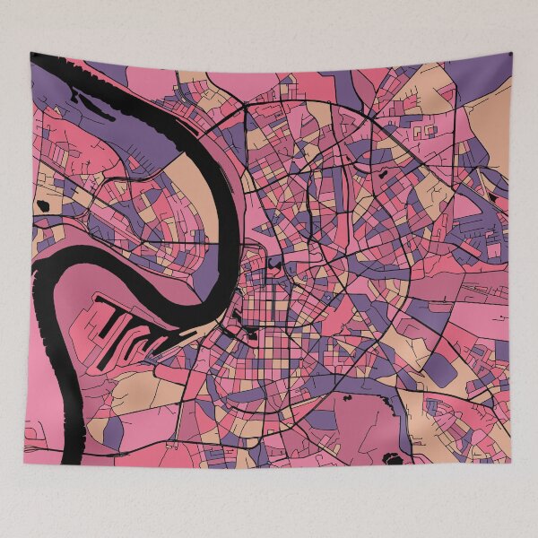 Item preview, Dusseldorf Map Pattern in Purple & Pink designed and sold by PatternMaps.