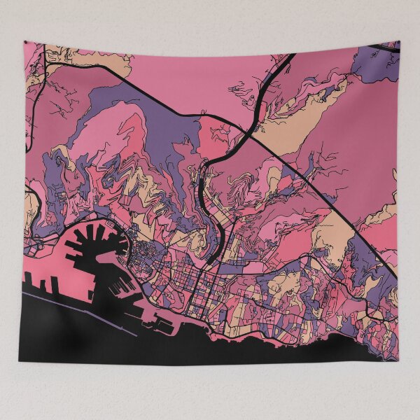 Item preview, Genoa Map Pattern in Purple & Pink designed and sold by PatternMaps.
