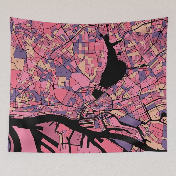 Item preview, Hamburg Map Pattern in Purple & Pink designed and sold by PatternMaps.