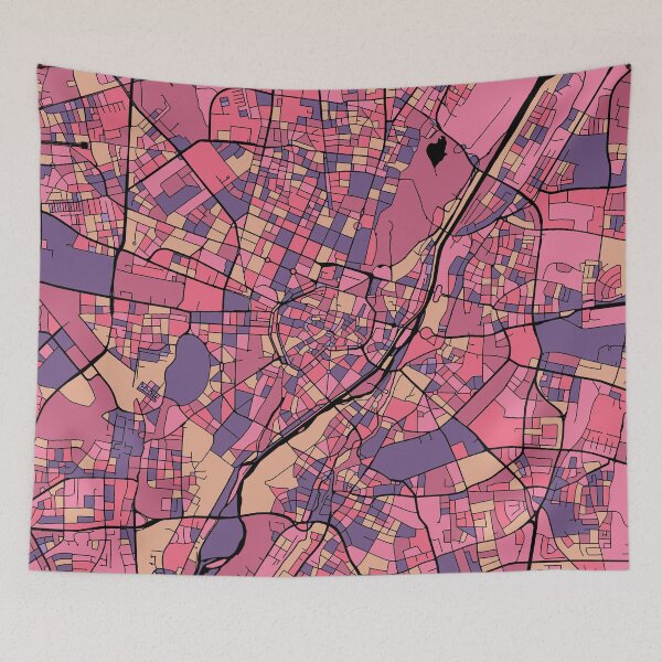 Item preview, Munich Map Pattern in Purple & Pink designed and sold by PatternMaps.