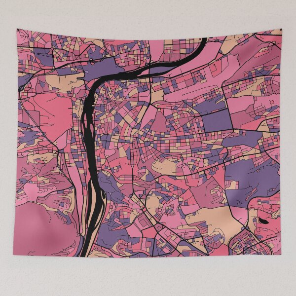 Item preview, Prague Map Pattern in Purple & Pink designed and sold by PatternMaps.