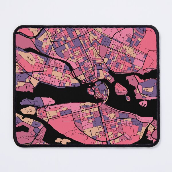 Artikelvorschau, Stockholmer Kartenmuster in Lila und Rosa entworfen und verkauft von PatternMaps.