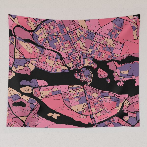 Item preview, Stockholm Map Pattern in Purple & Pink designed and sold by PatternMaps.