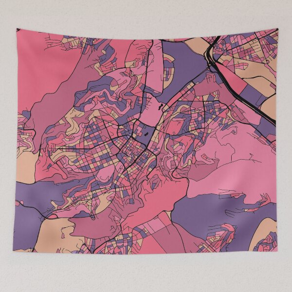 Item preview, Stuttgart Map Pattern in Purple & Pink designed and sold by PatternMaps.