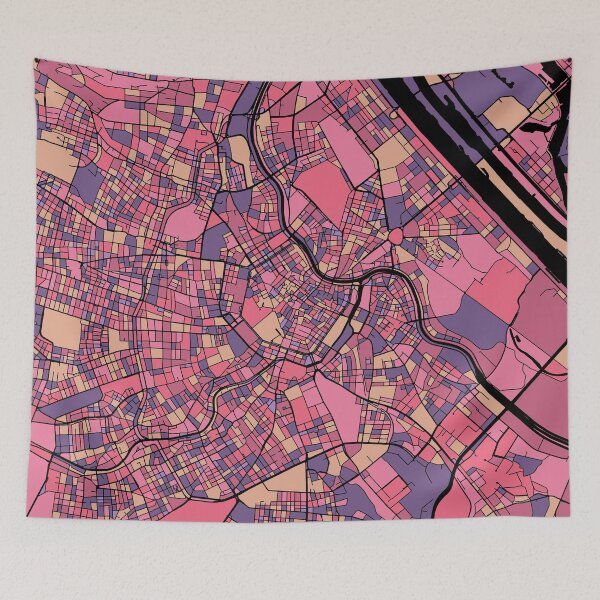 Artikelvorschau, Wiener Kartenmuster in Lila und Rosa entworfen und verkauft von PatternMaps.