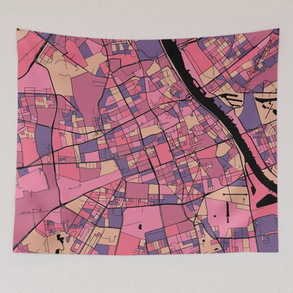 Item preview, Warsaw Map Pattern in Purple & Pink designed and sold by PatternMaps.