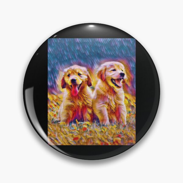 Item preview, Two Golden Retriever Puppies in Flow of Color Light designed and sold by AmeeAinsworth.