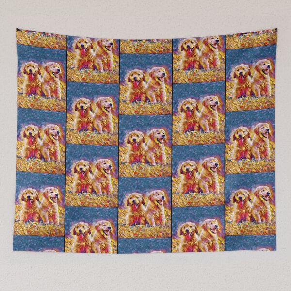 Item preview, Two Golden Retriever Puppies in Flow of Color Light designed and sold by AmeeAinsworth.