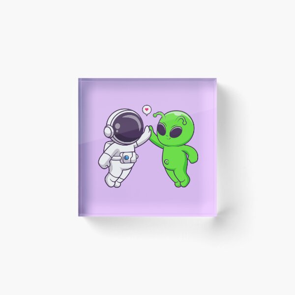 Item preview, "Cosmic High-Five: Cute Astronaut and Alien Cartoon" designed and sold by hjian8219.