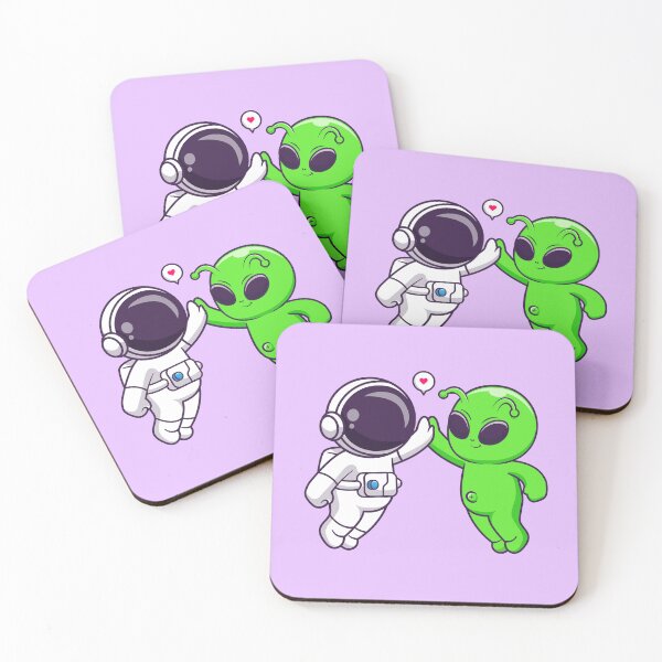 Item preview, "Cosmic High-Five: Cute Astronaut and Alien Cartoon" designed and sold by hjian8219.