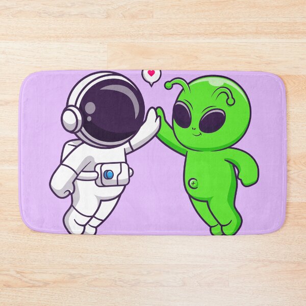 Item preview, "Cosmic High-Five: Cute Astronaut and Alien Cartoon" designed and sold by hjian8219.