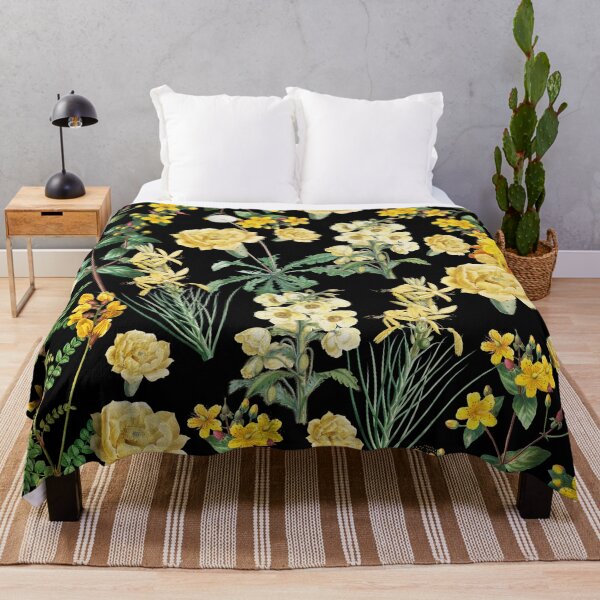 Item preview, Art Nouveau Floral Revival with a Contemporary Twist: Yellow Flowers on Black designed and sold by IraNiva.