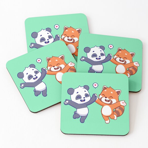 Item preview, Panda Pals: Cute Panda and Red Panda High Five Cartoon designed and sold by hjian8219.