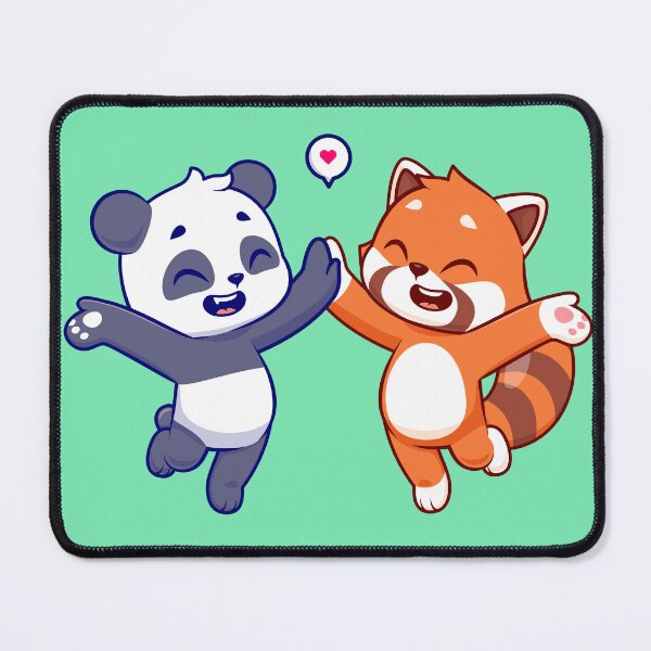 Item preview, Panda Pals: Cute Panda and Red Panda High Five Cartoon designed and sold by hjian8219.