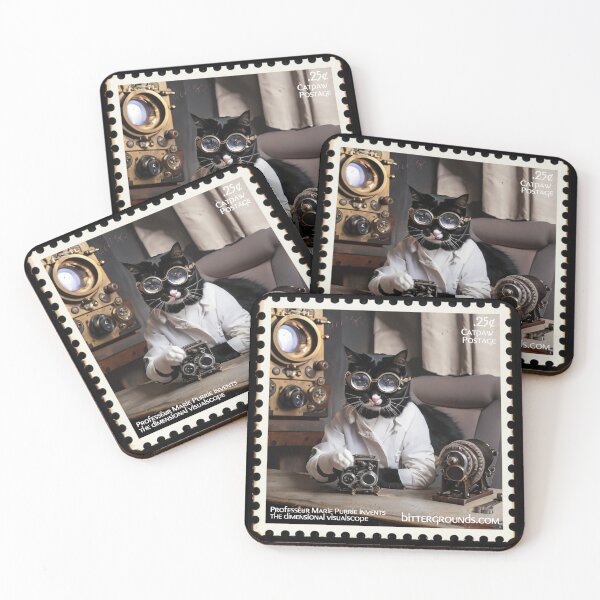 Item preview, Steampunk Cat Postage III - Honouring Cat Scientists - Professeur Marie Purrie designed and sold by BitterGrounds.