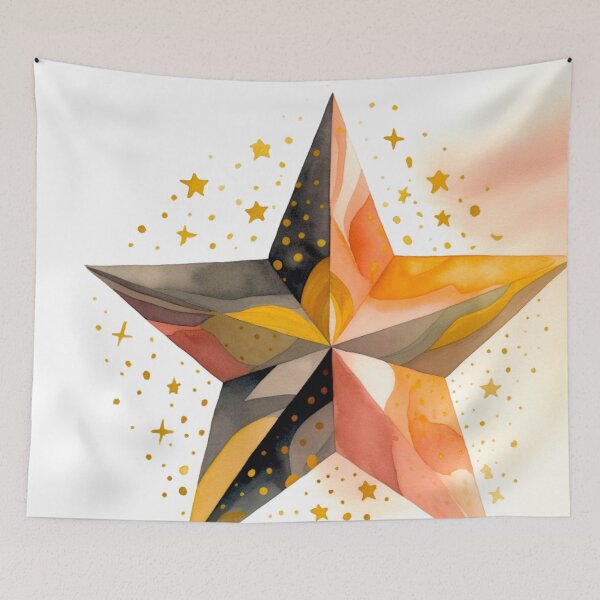 Item preview, Star Design Peach, pink, gray, ivory, gold designed and sold by Highlandkings.