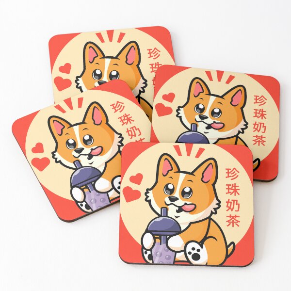 Item preview, Corgi and boba (bubble) tea designed and sold by messy-nessie.