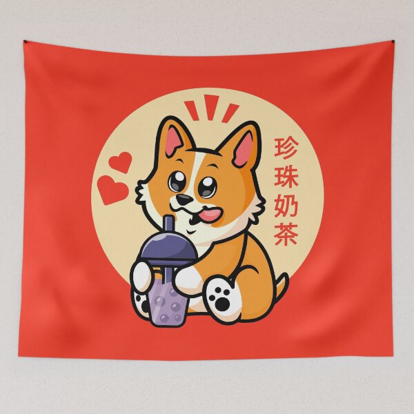 Item preview, Corgi and boba (bubble) tea designed and sold by messy-nessie.