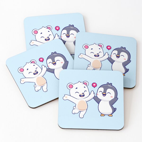Item preview, Arctic Friends: Cute Polar Bear and Penguin High-Five Cartoon designed and sold by hjian8219.