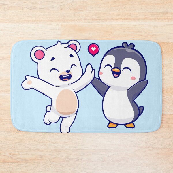 Item preview, Arctic Friends: Cute Polar Bear and Penguin High-Five Cartoon designed and sold by hjian8219.