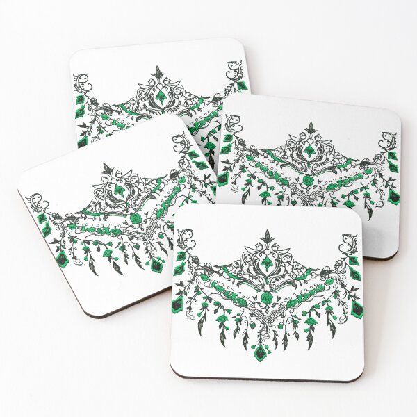 Item preview, Traditional Digital Embroidery of Esthetic Vampire European Victorian Gothic Green Pattern designed and sold by Kai Multiverse.