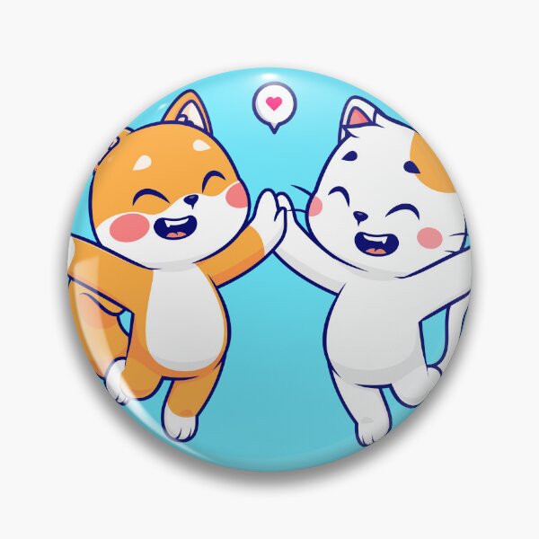 Item preview, Paws of Friendship: Cute Shiba Inu Dog and Cat High-Five Cartoon designed and sold by hjian8219.