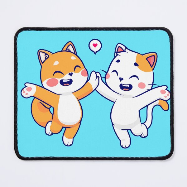 Item preview, Paws of Friendship: Cute Shiba Inu Dog and Cat High-Five Cartoon designed and sold by hjian8219.