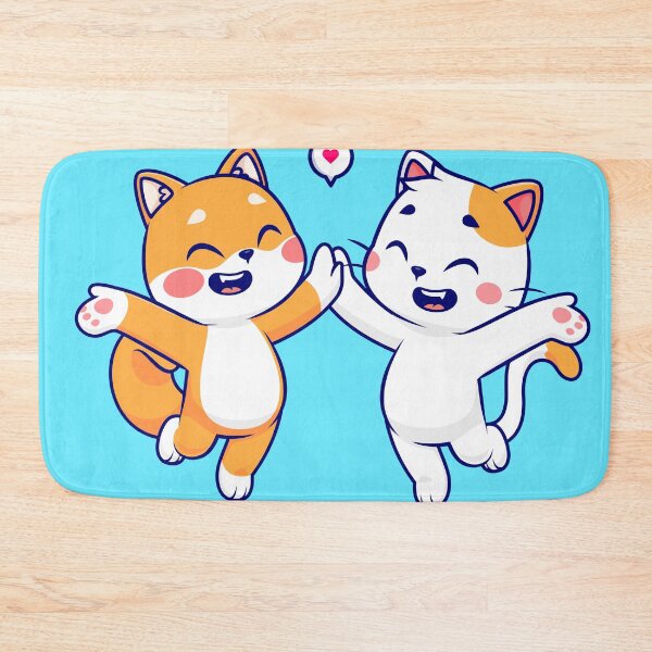 Item preview, Paws of Friendship: Cute Shiba Inu Dog and Cat High-Five Cartoon designed and sold by hjian8219.